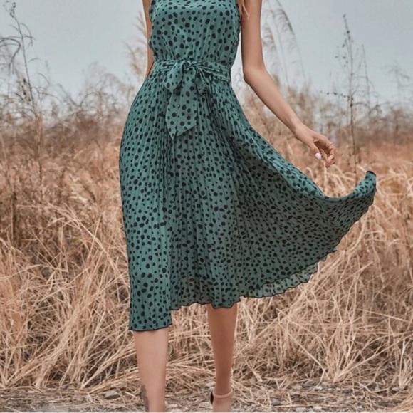 Dresses & Skirts - Women’s Boho Dalmatian Print Pleated Halter Dress, Worn Once, Perfect Condition